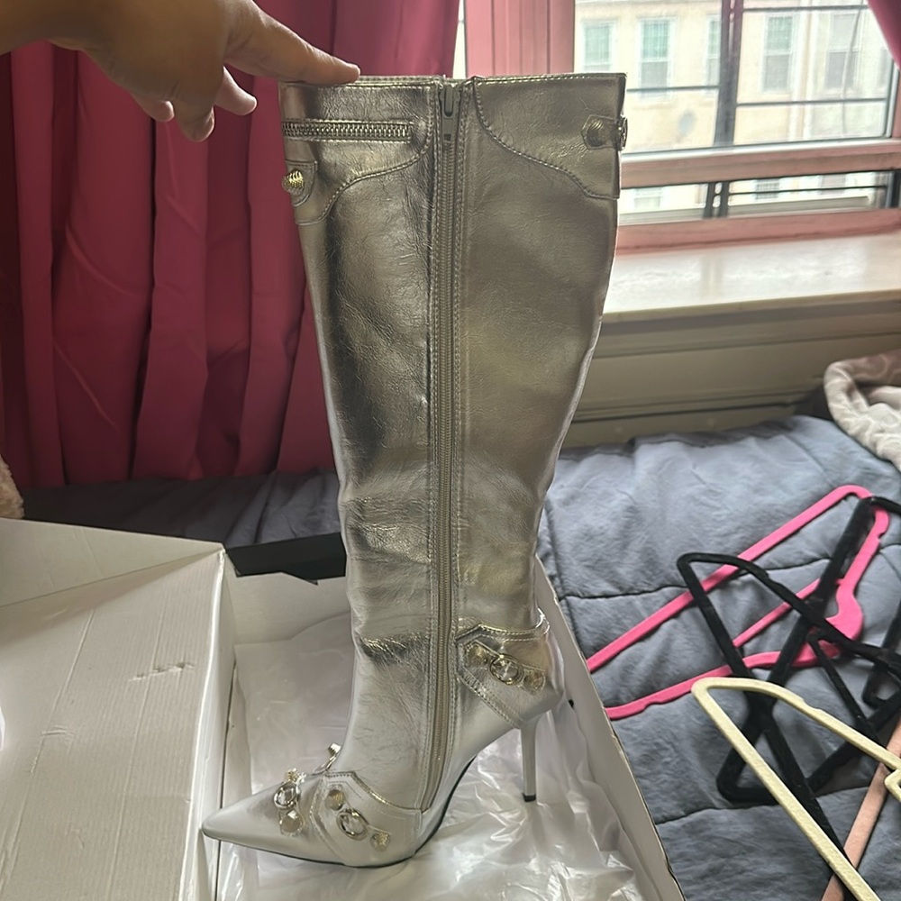 Silver High Top Boots